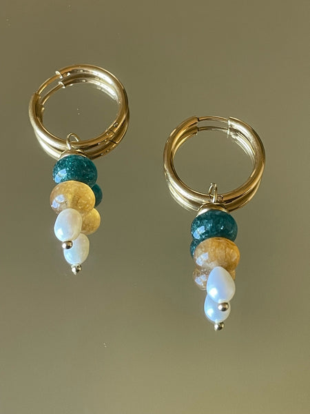 Natural Stone Drop Earrings